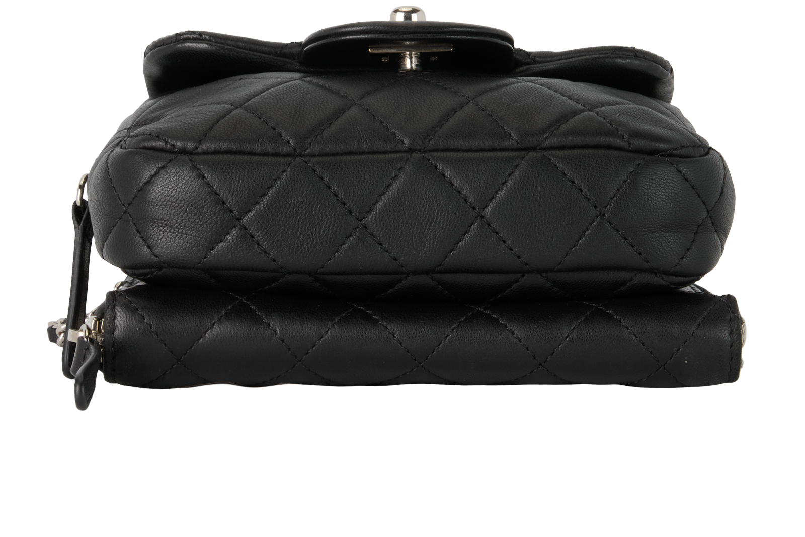 Mini Square Double Pouch Crossbody, &pound;2,400, Handbags, Black, Leather, Top view